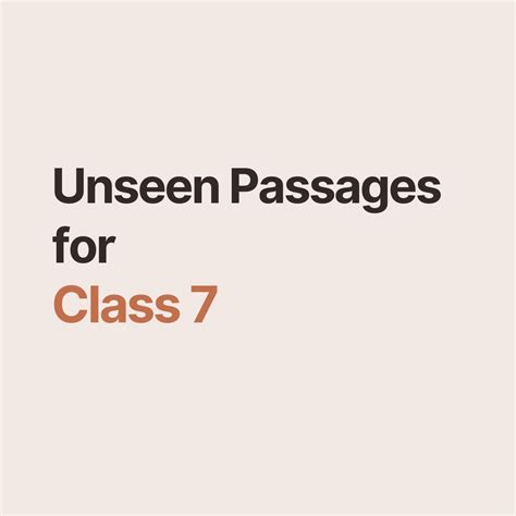 Unseen Passage For Class 7 With Questions And Answers