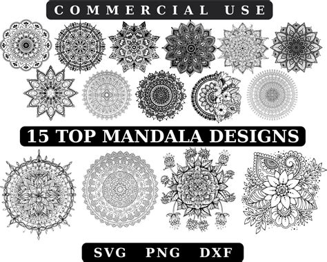 Mandala Svg Bundle Zentangle Svg Mandala Flower Svg Mandala Design Svg