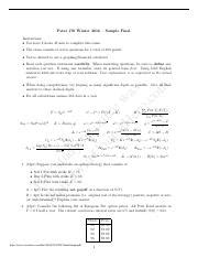 170 W16 FinalSample Pdf Pstat 170 Winter 2016 Sample Final