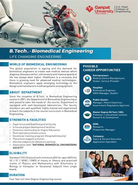 B Tech Biomedical Engineering Brochure Pdf