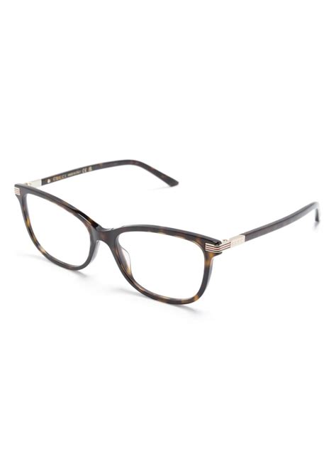 Gucci Eyewear Tortoiseshell Effect Cat Eye Glasses Brown Farfetch