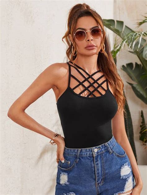 SHEIN VCAY Strappy Neck Form Fitted Cami Top SHEIN UK