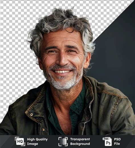 Retrato De Psd De Um Homem Mais Velho Feliz Casual Sorridente Adulto