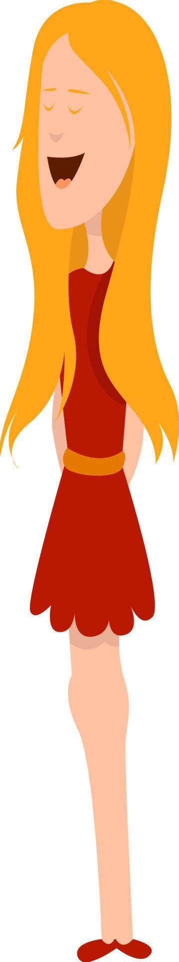 Blonde Girl In Red Illustration Vector On White Background