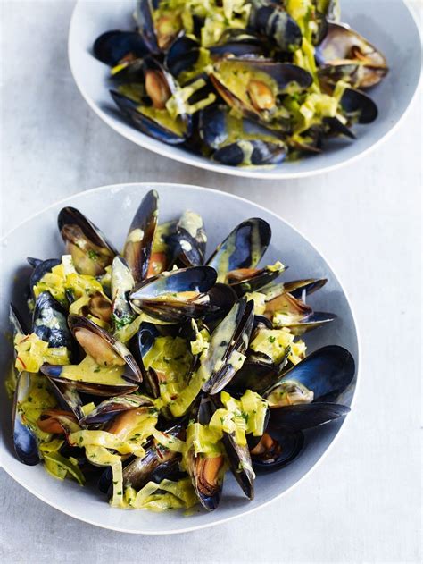 Steamed Mussels With Curry Leeks And Saffron Recipe Delicious Magazine