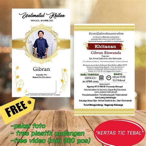 Jual Undangan Khitan Khitanan Sunatan Lembar Bolak Balik Min Order