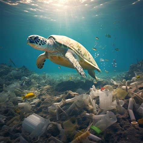 Foto De Contaminación Por Plástico En El Océano Foto Premium