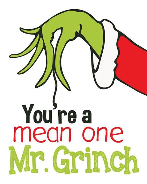 Youre A Mean One Mr Grinch Word Art Typography Subway Wall Art