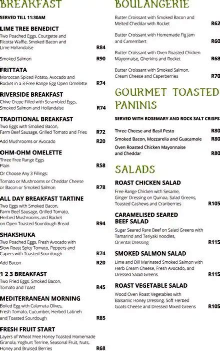 Lime Tree Cafe Menu Menu For Lime Tree Cafe Bergvliet Cape Town