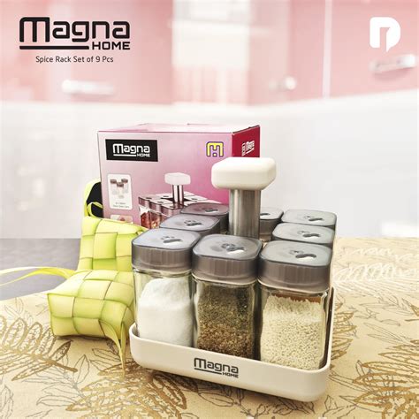 Jual Magna Spice Rack Set Of Pcs Tempat Bumbu Kaca Wadah Bumbu