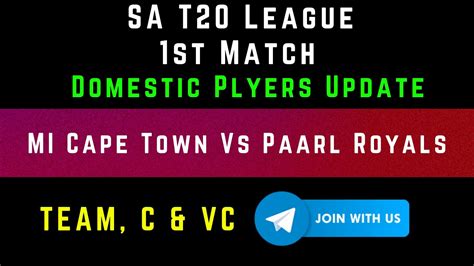 CT Vs PRL Dream11 CT Vs PRL Dream11 Prediction SA20 League 1st Match