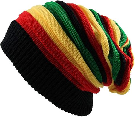 Qhome Fashion Jamaican Reggae Cap Multi Colour Striped Rasta Hat