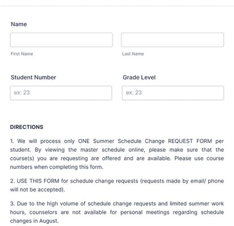 Schedule Change Request Form Template Jotform