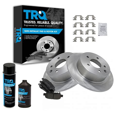 Trq Rear Brake Pad Rotor Kit Premium Posi Semi Metallic W Chemicals