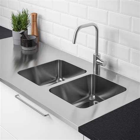 OlofsjÖn Countertop With 2 Integrated Sinks Stainless Steel 60x255 8 Ikea