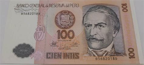 Peru Intis Banknote Ram N Castilla Cien Intis Banco