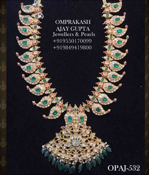 Polki Diamond And Emerald Mango Mala Indian Jewellery Designs