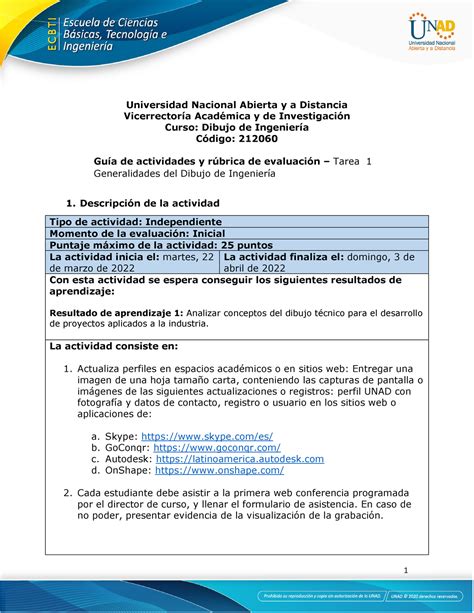 Guia De Actividades Y Rúbrica De Evaluación Unidad 1 Tarea 1 Generalidades Del Dibujo De