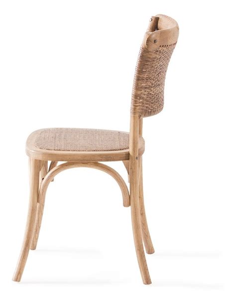 Silla Madera De Olmo Respaldo Rattan Natural Comedor En