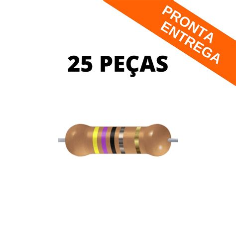 Kit 25 Peças Resistor Metal Filme 4r7 1w 5 Axial Resistor Achei
