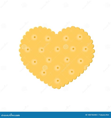 Heart Crisp Cookie Snack Isolated On White Background Stock