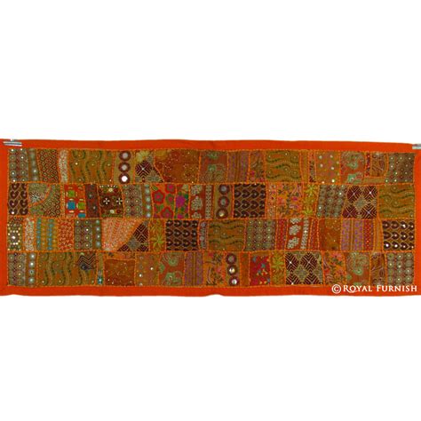 Orange Antique India Handmade Vintage Fabric Patchwork Tapestry Wall