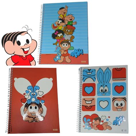 Turma Da Monica Caderno - Kit 4 Caderno Universitário Turma da Mônica 1 Matéria 80 Folhas São ...