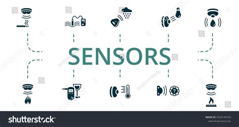 Sensors Icon Set Contains Editable Icons เวกเตอร์สต็อก ปลอดค่า