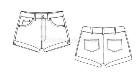 Set Of Short Pants Flat Sketch Template Vector Apparel Template Technical Sketch Of Shorts