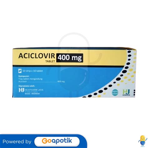 Aciclovir Hexpharm 400 Mg Box 100 Tablet Kegunaan Efek Samping