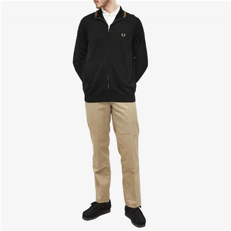 Fred Perry Mens Classic Zip Through Cardigan In Black Fred Perry