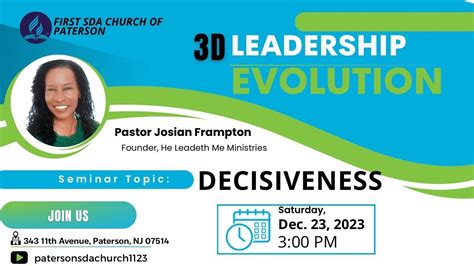 Pastor Josian Frampton D Leadership Evolution First Sda Church Of