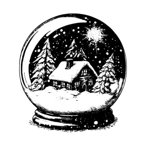 Premium Vector Hand Drawn Vector Illustration Christmas Snow Globe