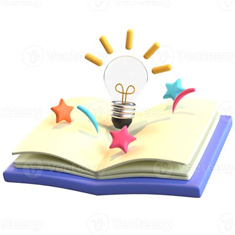 3d Light Bulb And Book 27188015 Png