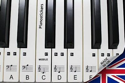 Music Keyboard or Piano Stickers 61 KEY SET, learn faster, LAMINATED ...