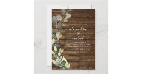 Eucalyptus Greenery Rustic Wood Wedding Invitation | Zazzle.com.au