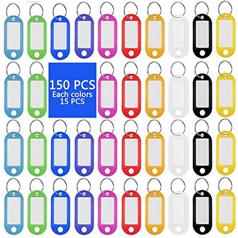 Lot de 150 étiquettes de clés en plastique de couleurs assorties avec