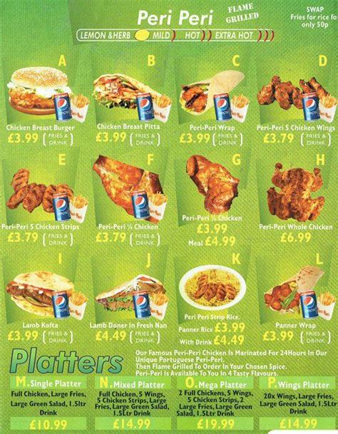 Menu at Peri Peri Original restaurant, London, 367 Kilburn High Rd