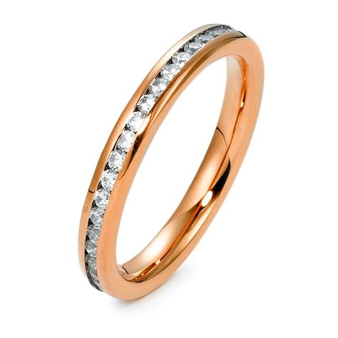 Rhomberg Schmuck Memory Ring Edelstahl Zirkonia rosé IP beschichtet