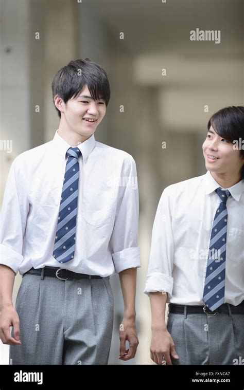 Japanese high-school students in school corridor Stock Photo - Alamy