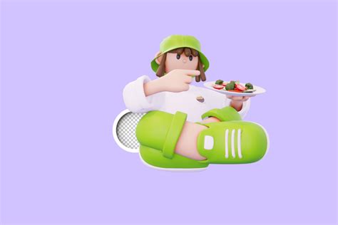 Blonde Girl Facing Left Carrying A Serving Of Vegetables Deeezy
