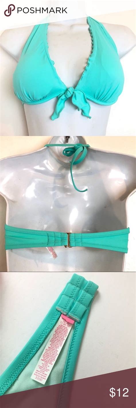 Victorias Secret Blue Halter Bikini Top 32DD Halter Bikini Top