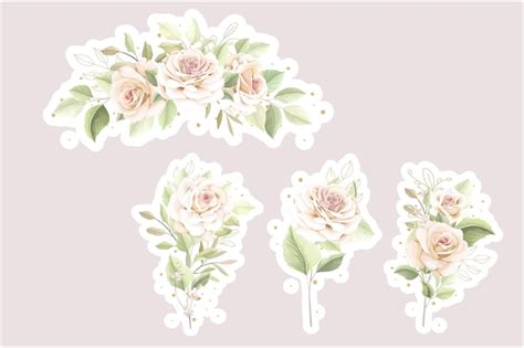 Ilustración de la colección de pegatinas de rosas suaves Vector Gratis