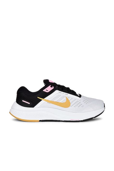 Nike Air Zoom Structure 24 Sneaker in White, Wheat Gold, Black, & Pink ...