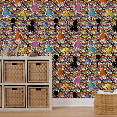 Kawaii Pop Art Chickens Wallpaper Peel And Stick Wallpaper Wallpaper
