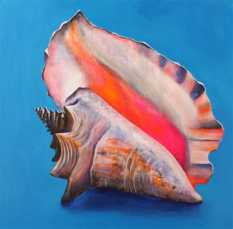 Paintings By Tracy Effinger Upton Conch Shell On Brilliant Blue