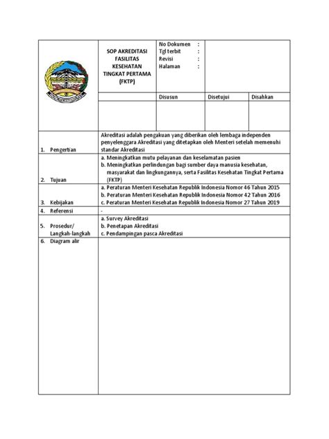 Sop Akreditasi Fasilitas Kesehatan Tingkat Pertama Pdf