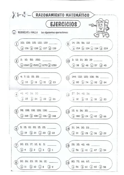 Razonamiento Matematico Ejercicios Para Cuarto De Primaria Images