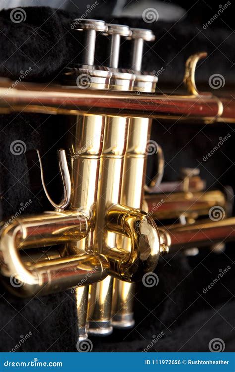 Valves on a trumpet stock photo. Image of close, classical - 111972656