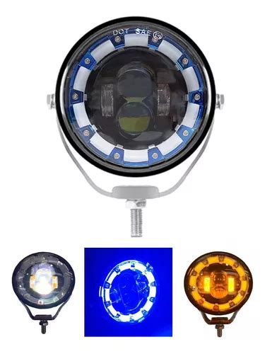 Farol Led Con Lupa Luz Blanca Ojo Angel Azul Giro Ambar Cuotas